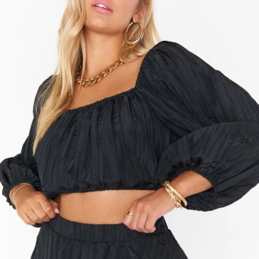 Show Me Your Mumu Keepsake Crinkle Crop Top in Black XS - Picture 8 of 8